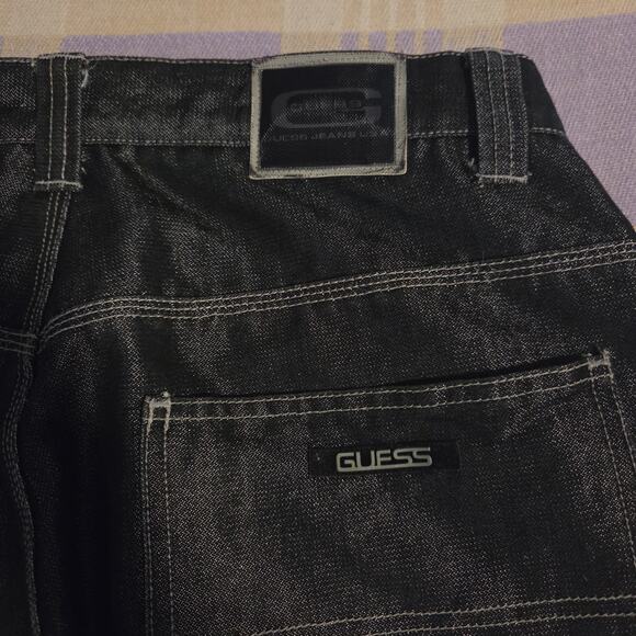 Vintage 90s Y2K Guess Jeans Iridescent Carpenter Pants Reflective Baggy JNCO USA - Picture 6 of 15